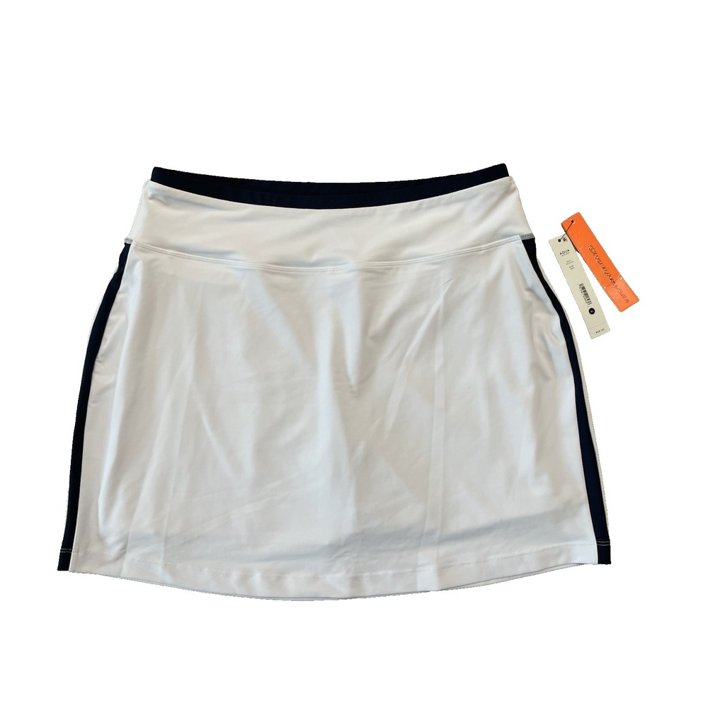 NWT Aqua Athletic Golf Tennis Pickle Ball Skort Reg $68 Sz XL White Navy Stripe
